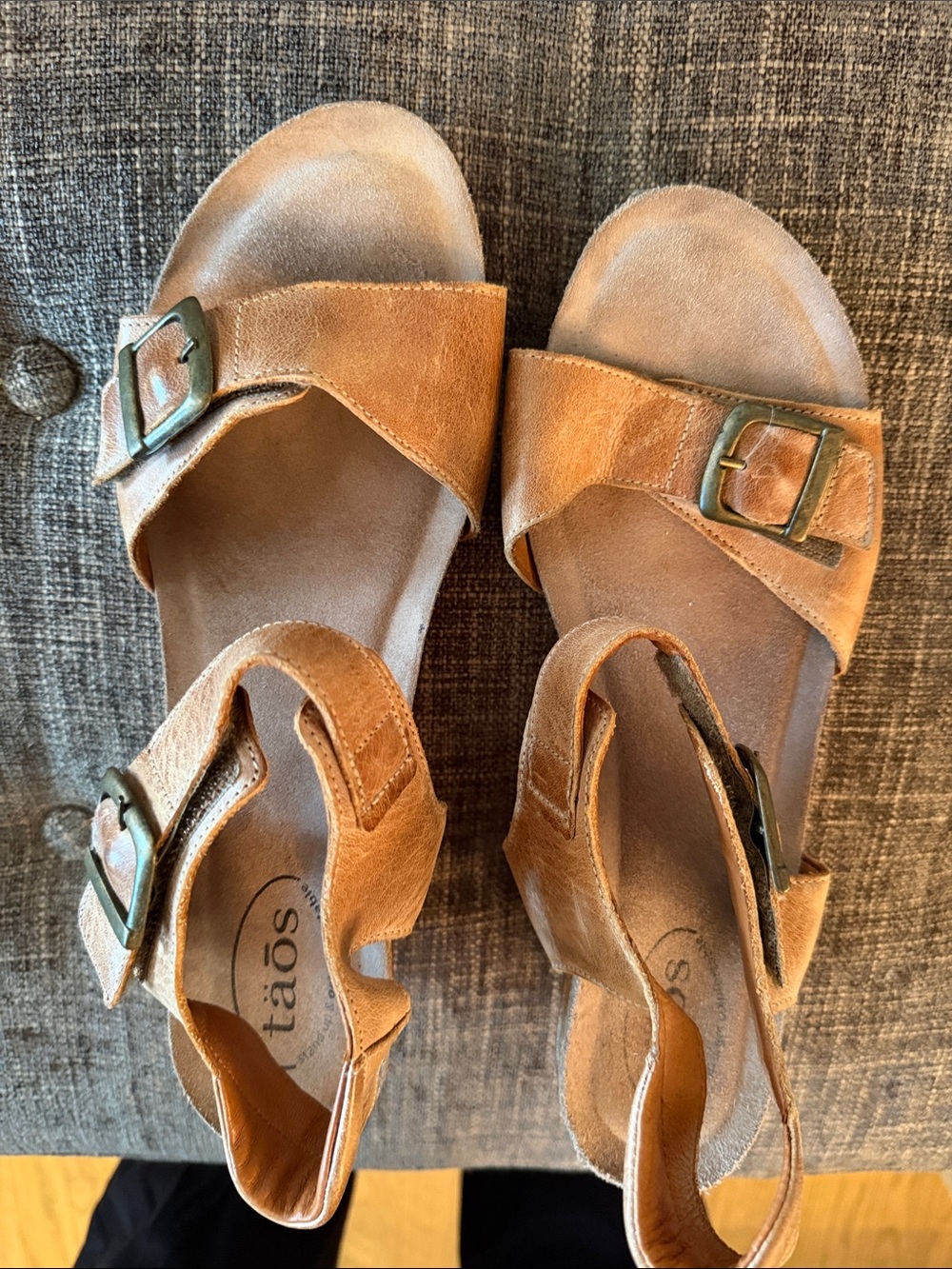 Taos Footwear Weathered Brown leather Buckle Sandals